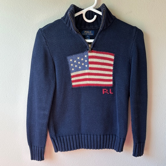 Polo Ralph Lauren Other - Polo Ralph Lauren vintage American flag half zip high neck sweater